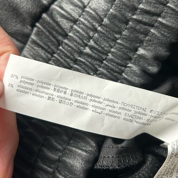 Zara Black Faux Leather Relaxed Loose Fit Elastic Waist Size XS - Picture 6 of 6